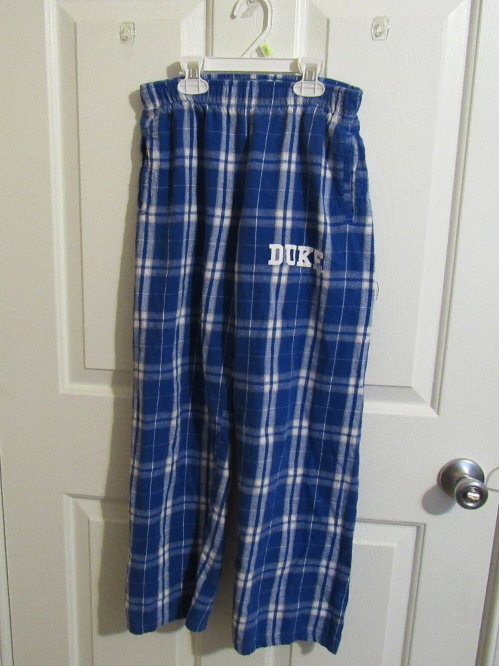 Duke University Blue Devils Youth M Pajama Pants Blue Plaid 100% Cotton *Worn*